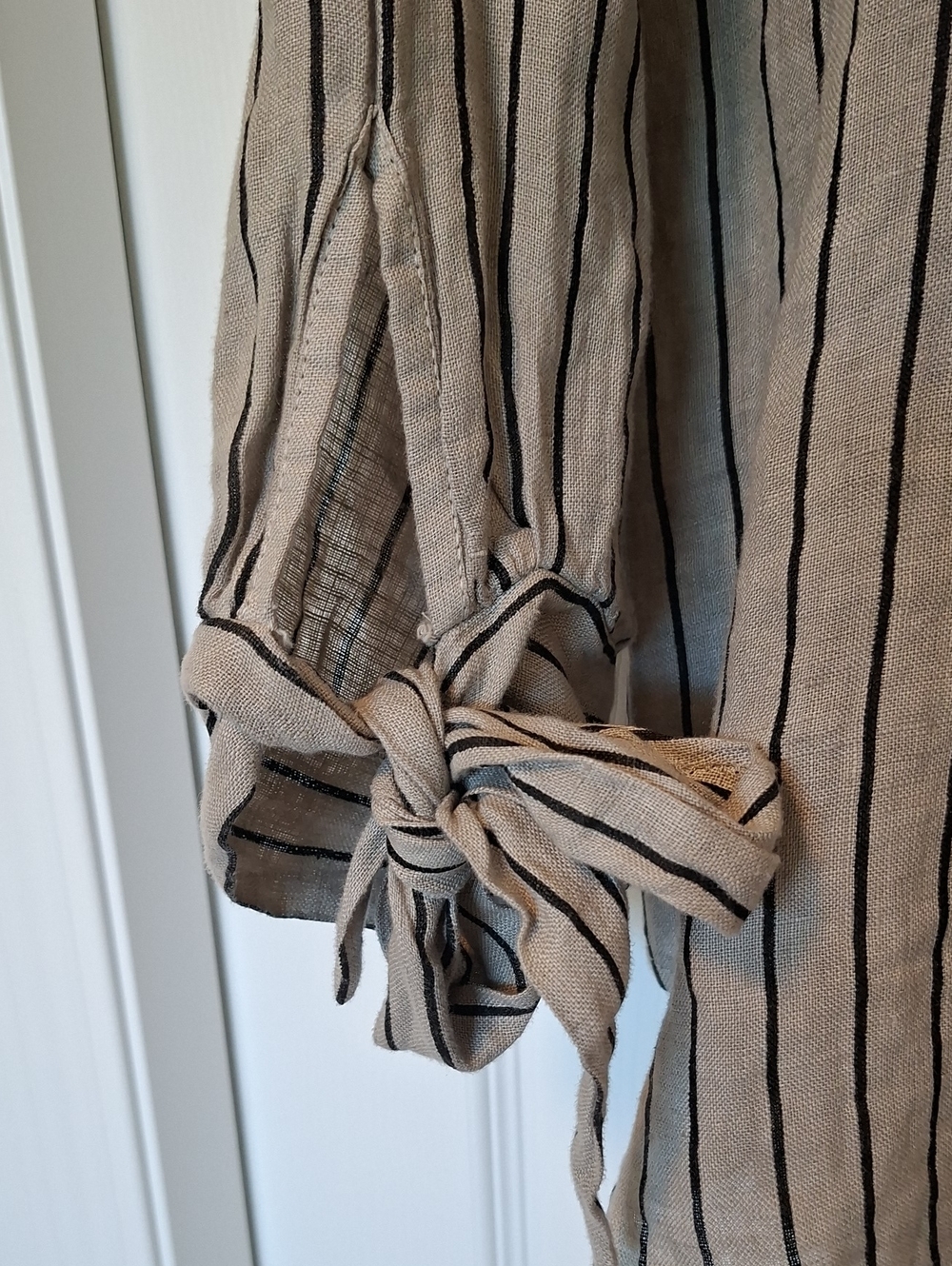 Linen Striped Button Down Blouse - Picture 3 of 6